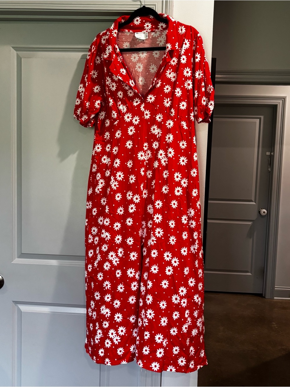 ASOS Red Maxi Dress with White Daisy Print